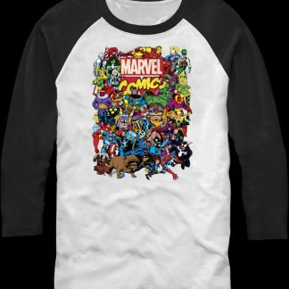 Greatest Characters Collage Marvel Comics Raglan Baseball Shirt