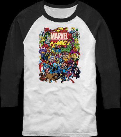 Greatest Characters Collage Marvel Comics Raglan Baseball Shirt
