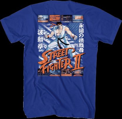 Front & Back Ryu Fight Scenes Street Fighter II T-Shirt - Image 2
