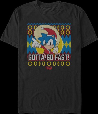 Gotta Go Fast Faux Ugly Christmas Sweater Sonic The Hedgehog T-Shirt