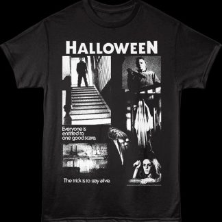 Black & White One Good Scare Collage Halloween T-Shirt
