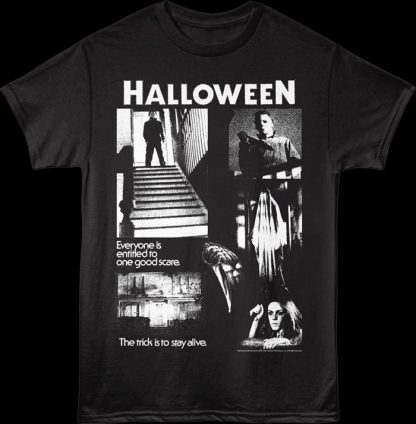Black & White One Good Scare Collage Halloween T-Shirt