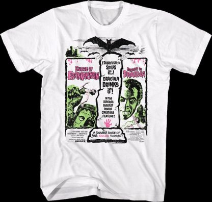 Frankenstein And Dracula Double Feature Poster Hammer Films T-Shirt