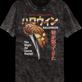 Retro Japanese Poster Halloween Mineral Wash T-Shirt