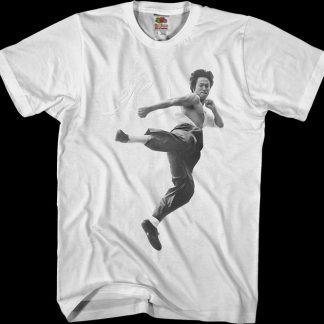 Black and White Motion Kick Bruce Lee T-Shirt