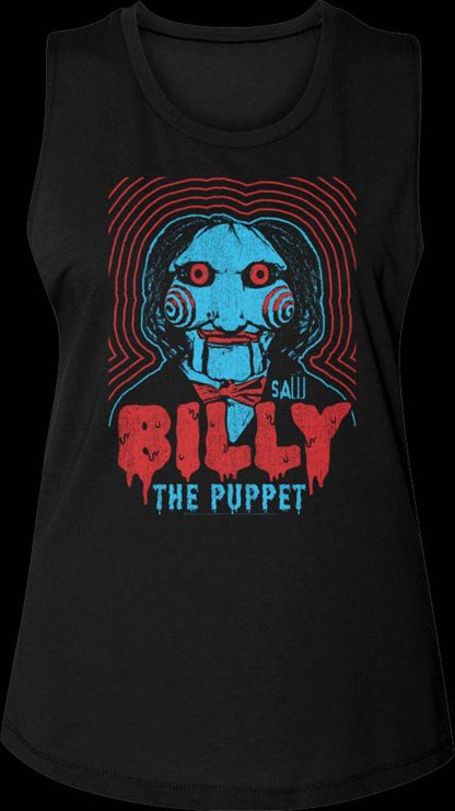 Ladies Vintage Billy the Puppet Saw Muscle Tank Top