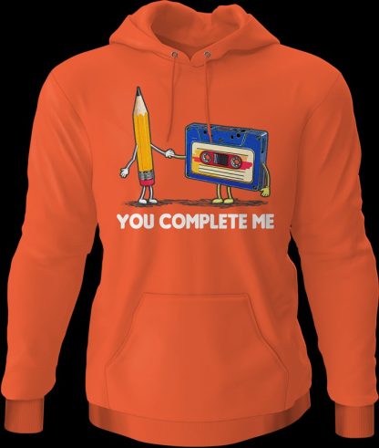 You Complete Me Pencil & Cassette Hoodie - Image 2