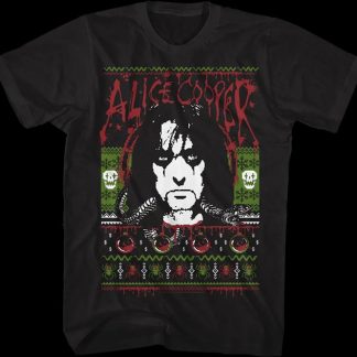 Faux Ugly Christmas Sweater Alice Cooper T-Shirt